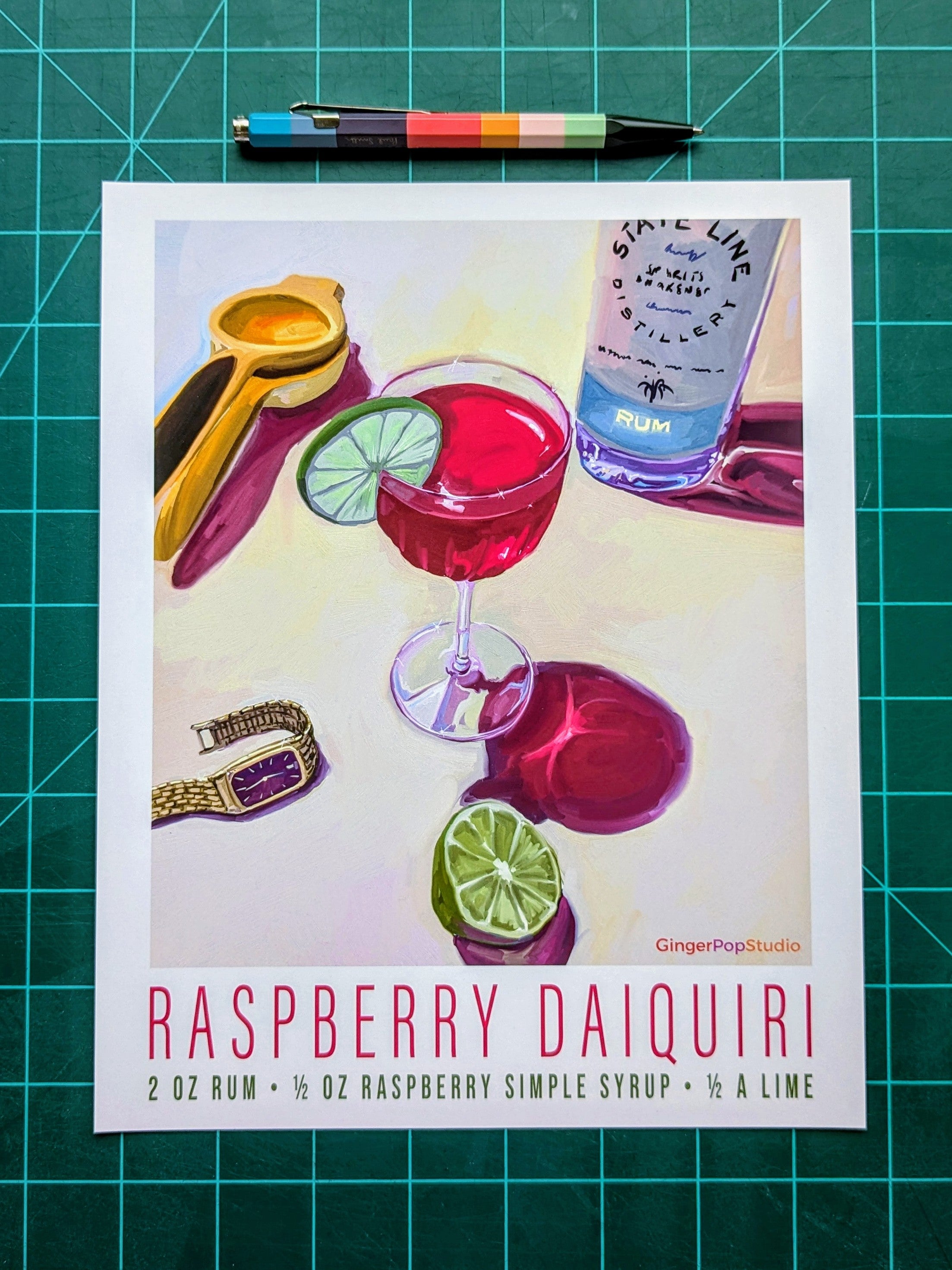 Raspberry Daiquiri Cocktail Art Print