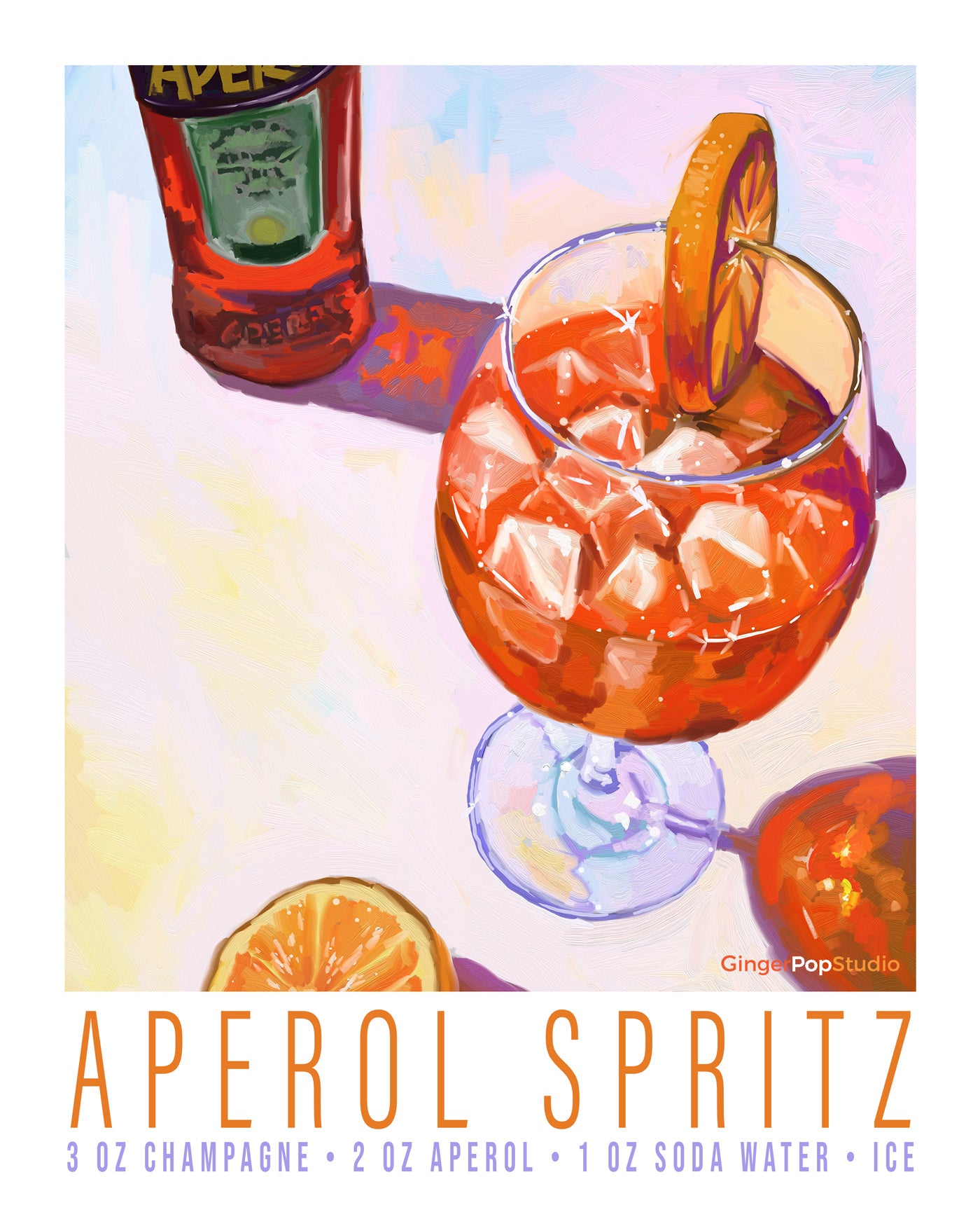 Aperol Spritz Cocktail Art Print