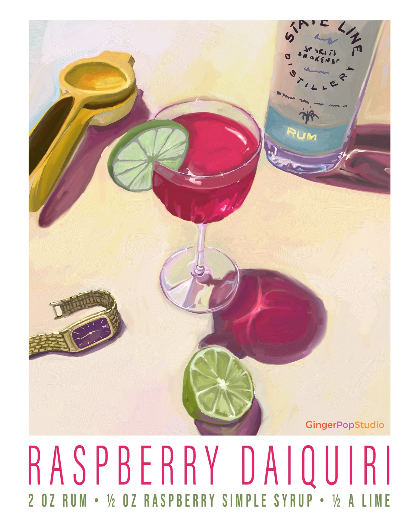 Raspberry Daiquiri Cocktail Art Print
