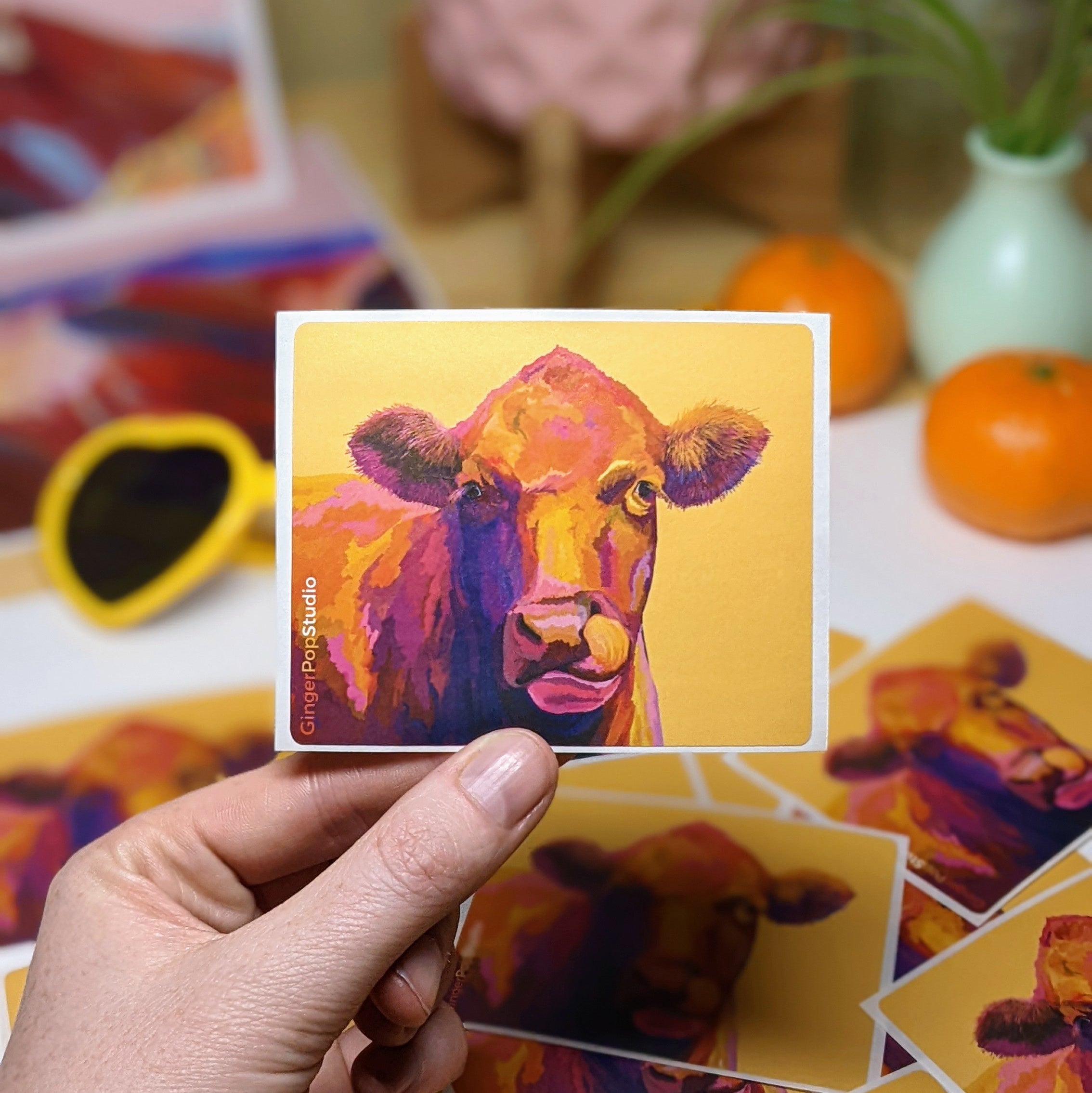 Yellow Mama Cow Sticker