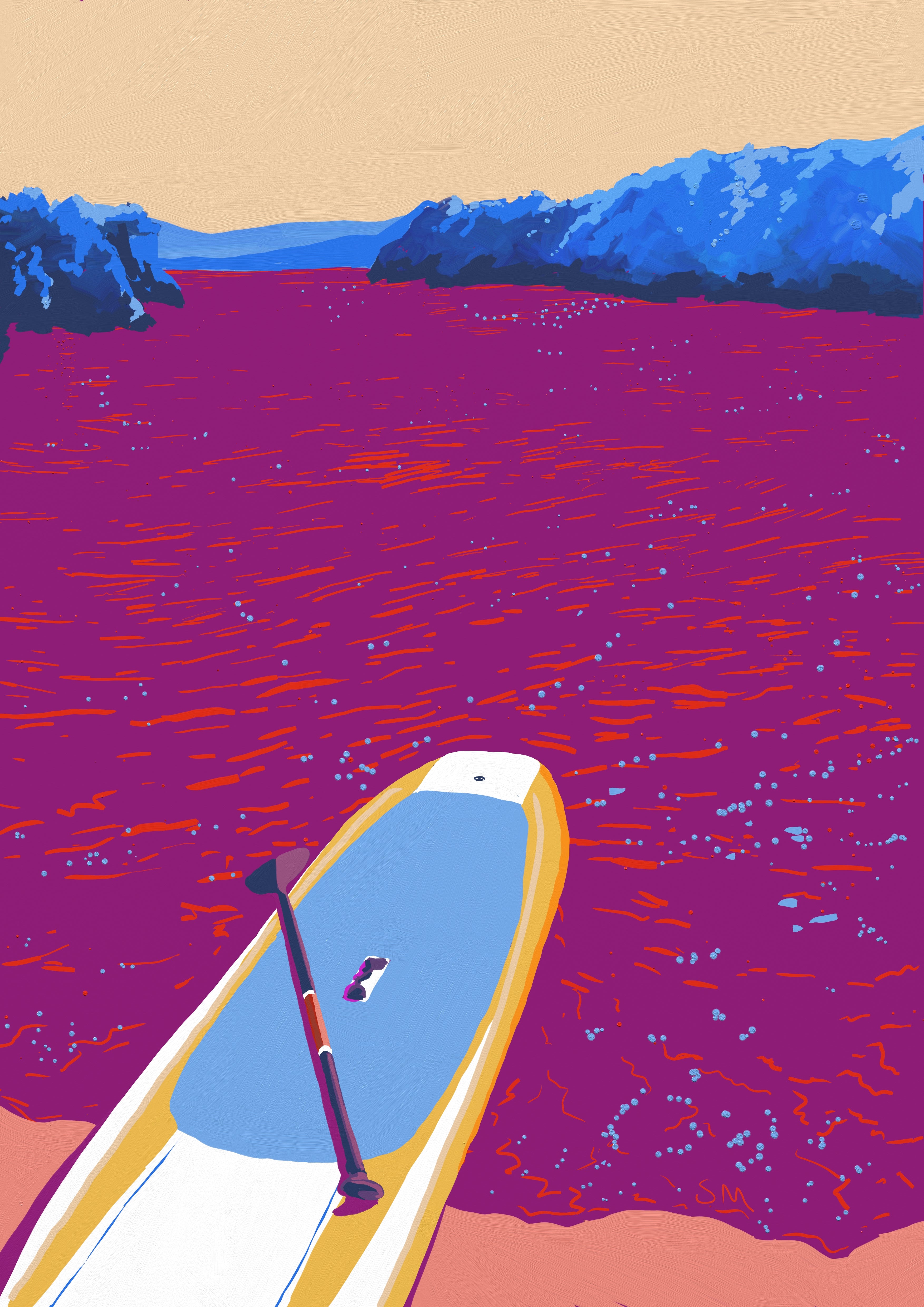 August Afternoon: Yellow Paddleboard